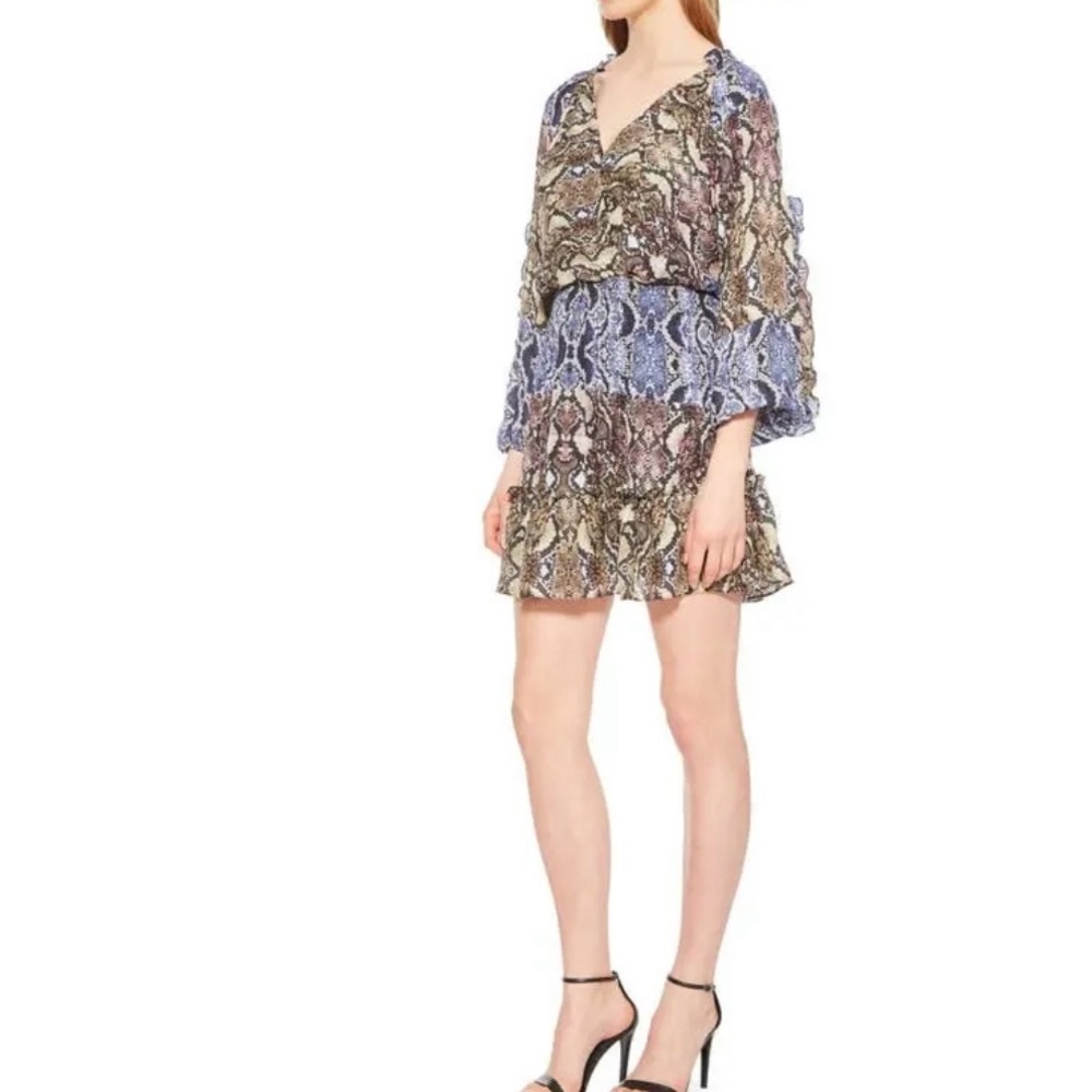 Parker blue Gladis snake print casual dress size small
